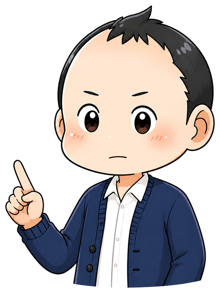 悩みながら考えている案内役キャラクター