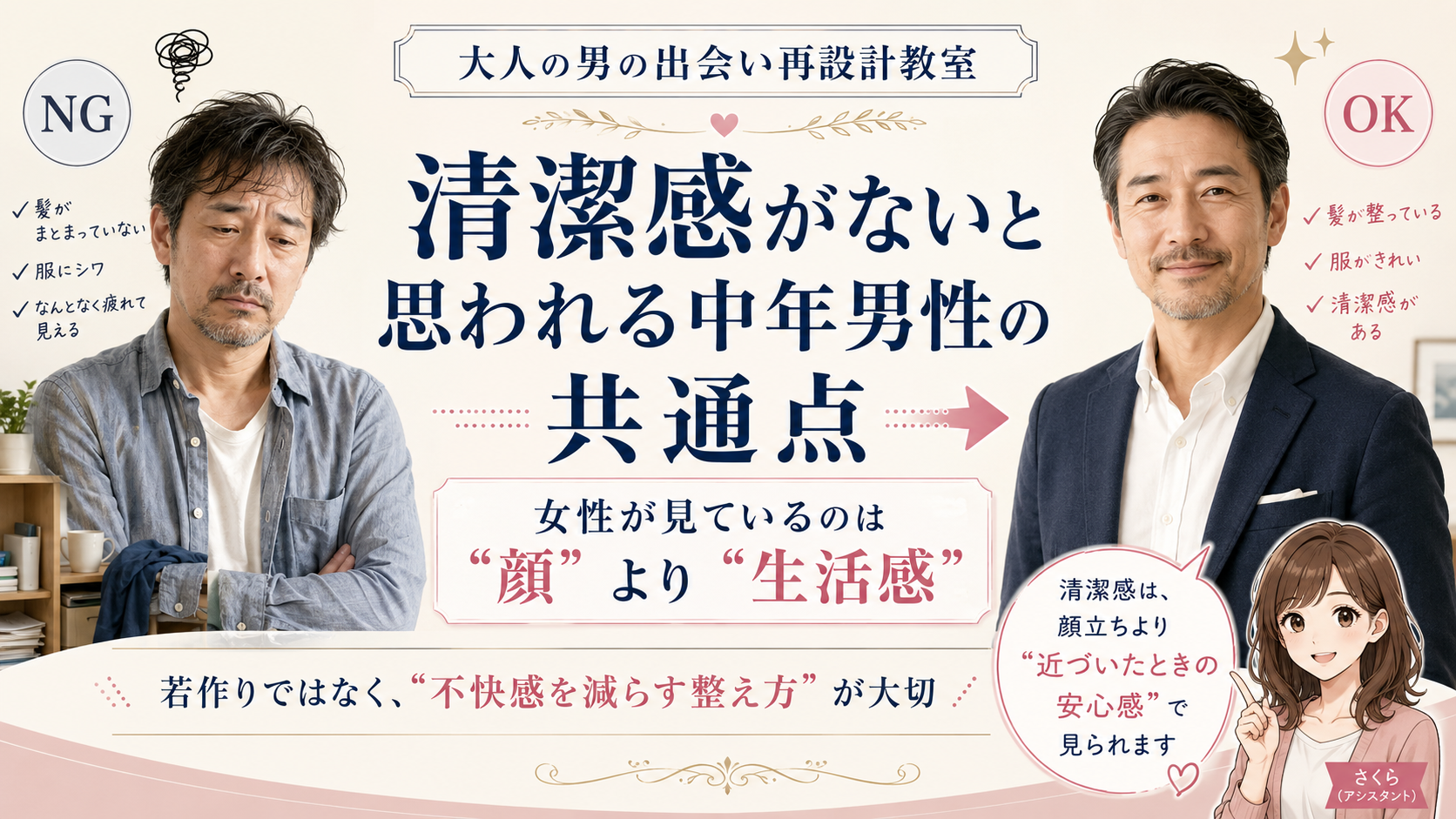 清潔感がないと思われる中年男性の共通点のアイキャッチ画像