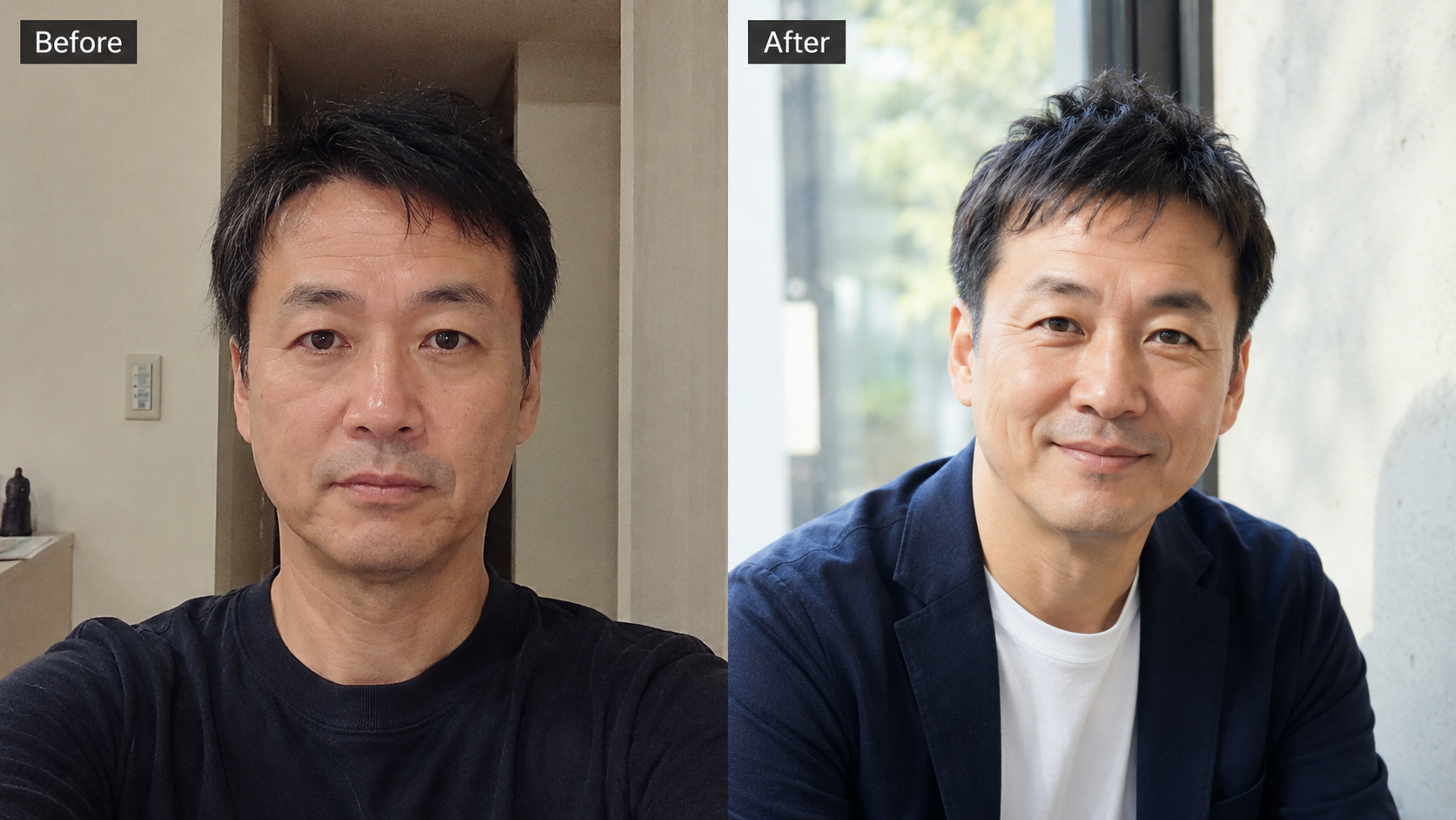 プロフィール写真のビフォーアフター改善例